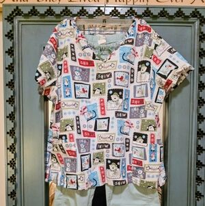 Scrub Set. Sz Lrg Good Cheer Pants & 1x Handmade Scrub Top.